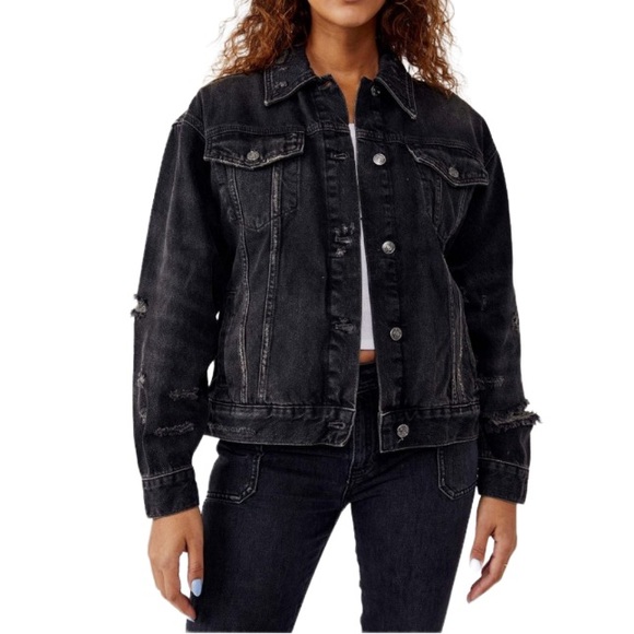 FREE PEOPLE We The Free NEW Jolene Trucker Jacket NEW Washed Black Size S - Picture 8 of 16